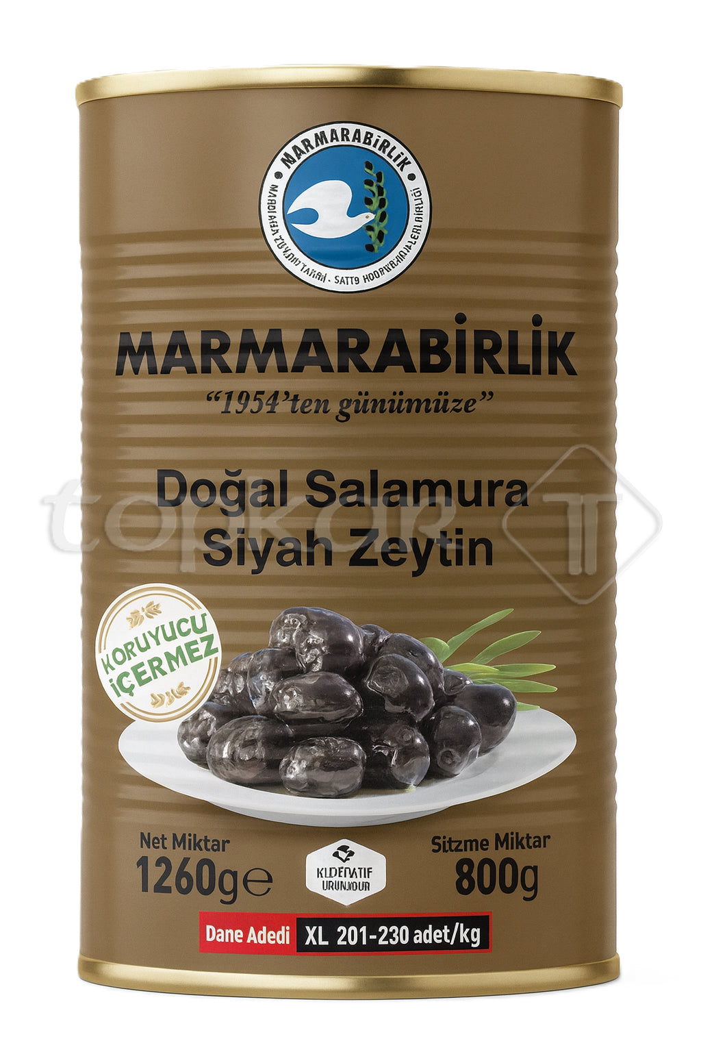 Marmarabirlik Oliven Mega Dose mit schwarzen, natürlichen Salamura-Oliven ohne Konservierungsstoffe, XL-Größe.