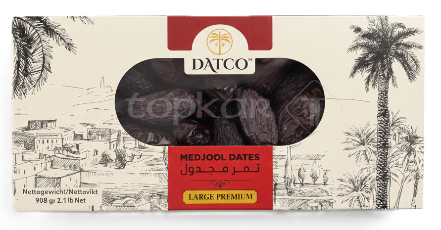 Datco Medjool Datteln Large in eleganter Verpackung, große saftige Datteln von höchster Qualität, 908 g Nettogewicht