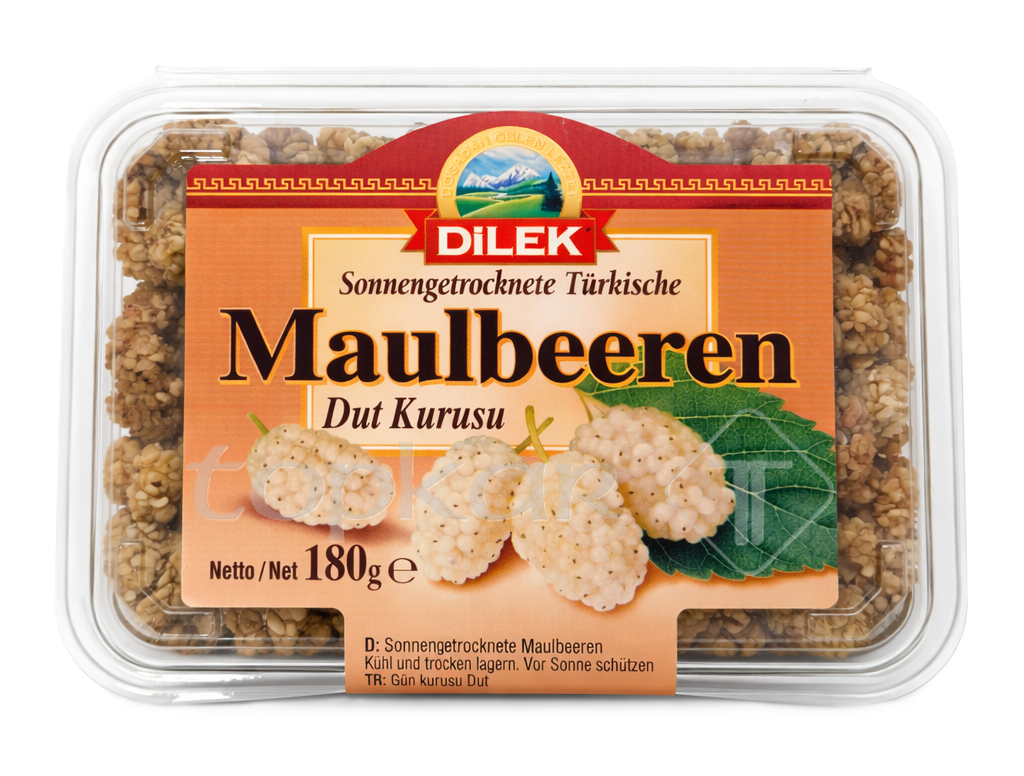 Dilek Maulbeeren Weiss 180g sonnengereifte, getrocknete türkische Maulbeeren in transparenter Frischhaltebox
