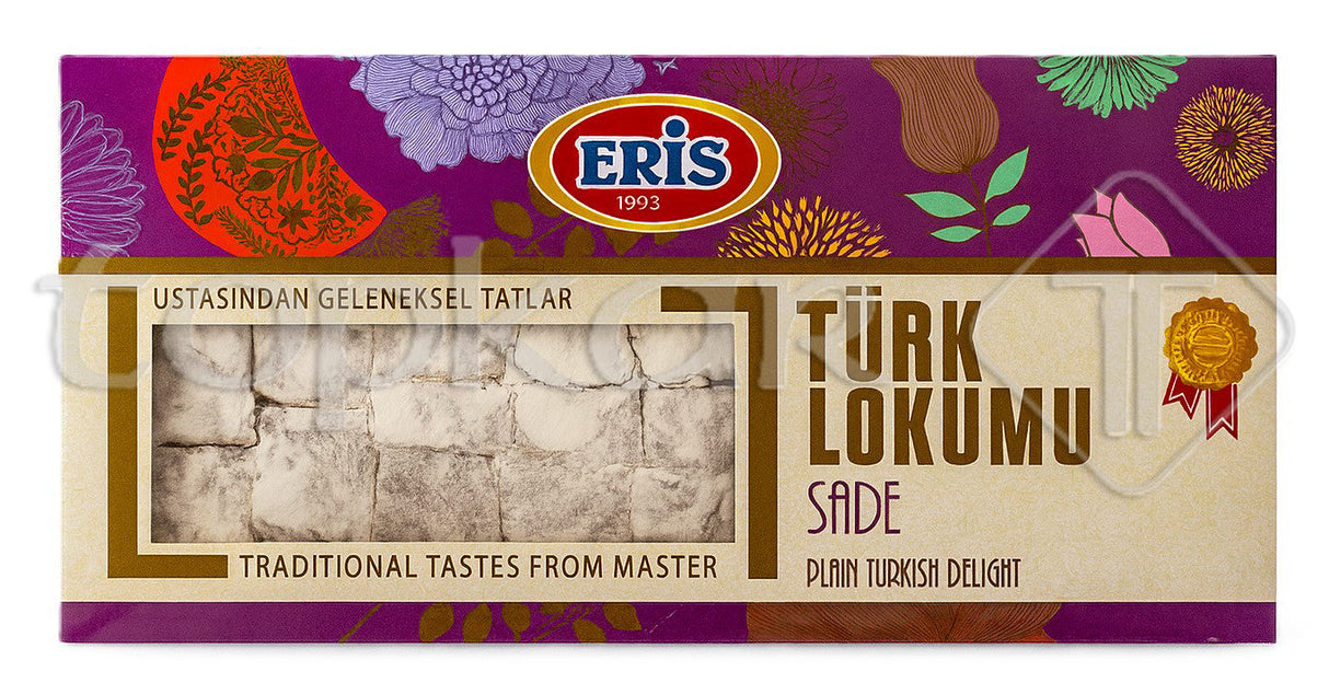 Eris Lokum klassisch türkischer Genuss in Würfeln verpackt, mit Puderzucker bestäubt in bunter Verpackung