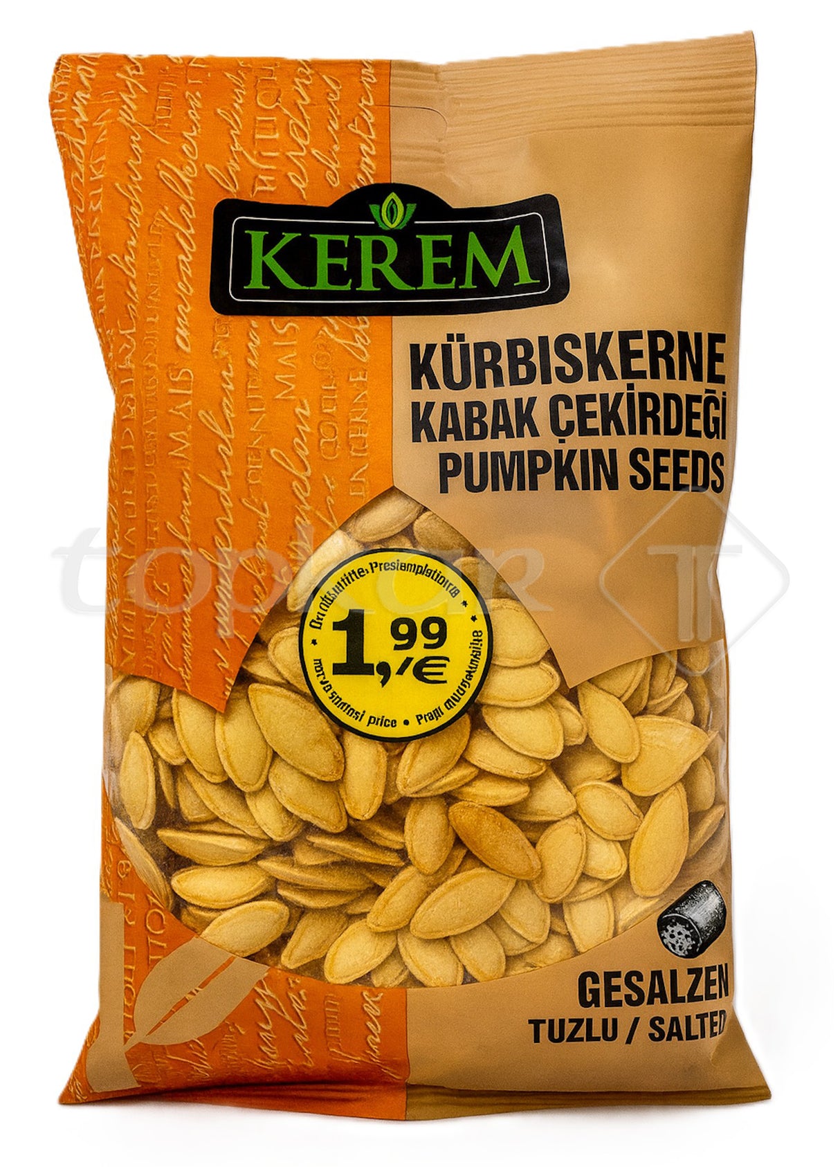 Kerem Kürbiskerne gesalzen, geröstete und gesalzene Kürbiskerne im praktischen Beutel