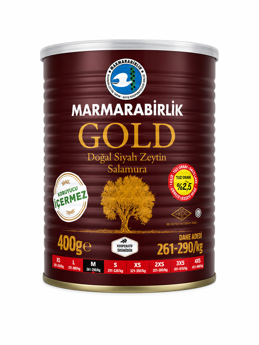 Marmarabirlik Gold Schwarze Oliven 400g – Doğal Siyah Zeytin Salamura Premium