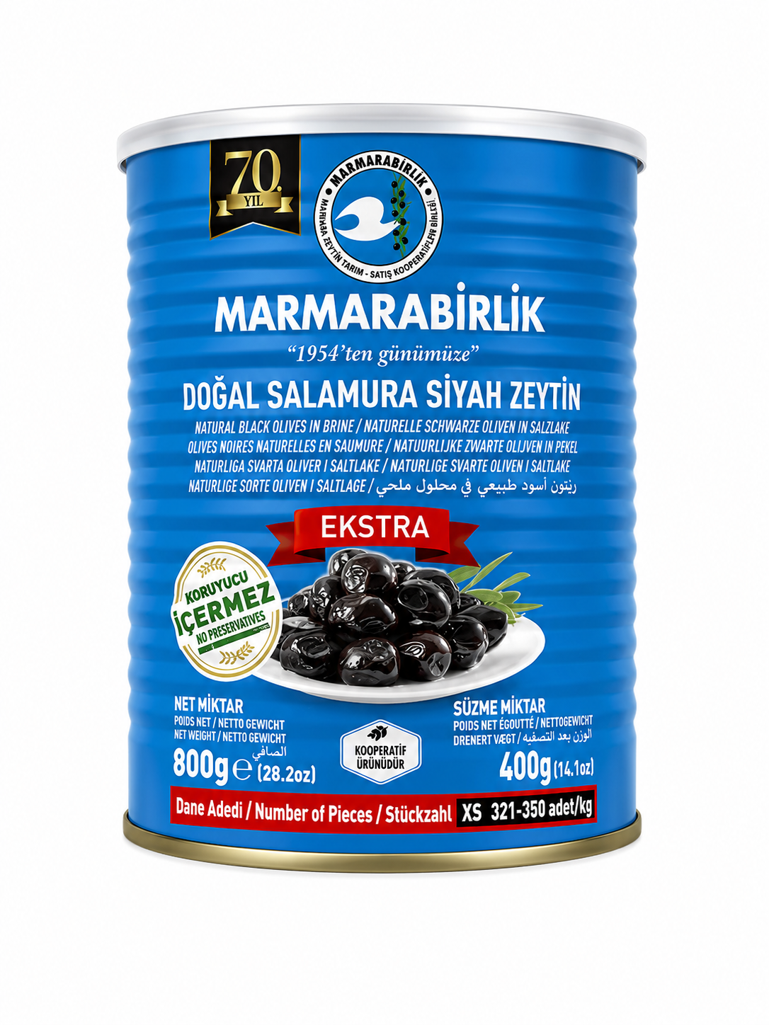 Marmarabirlik Schwarze Oliven Ekstra 400g – Doğal Salamura Siyah Zeytin XS