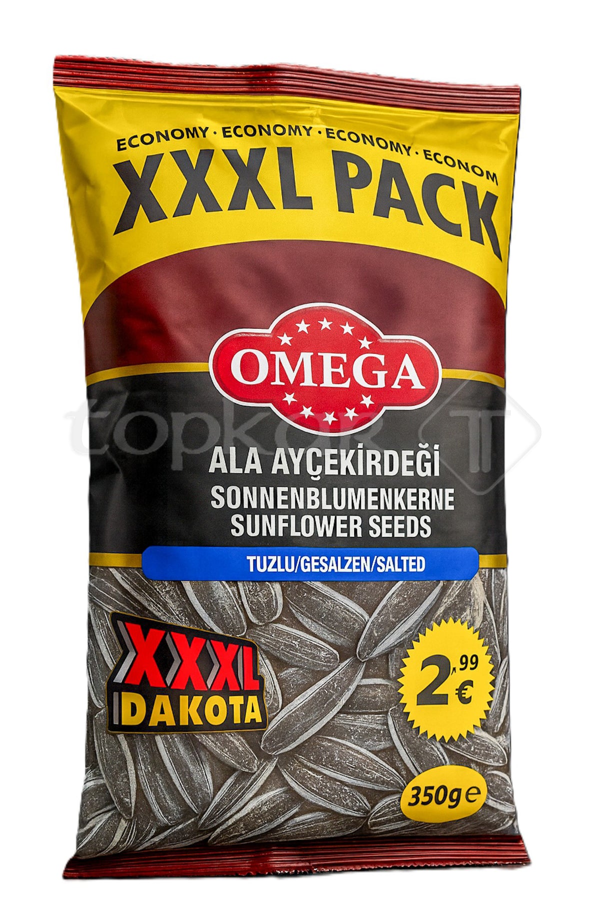 Omega Sonnenblumenkerne gesalzen im XXL Pack, gesalzene Sonnenblumenkerne 350g, Snackqualität