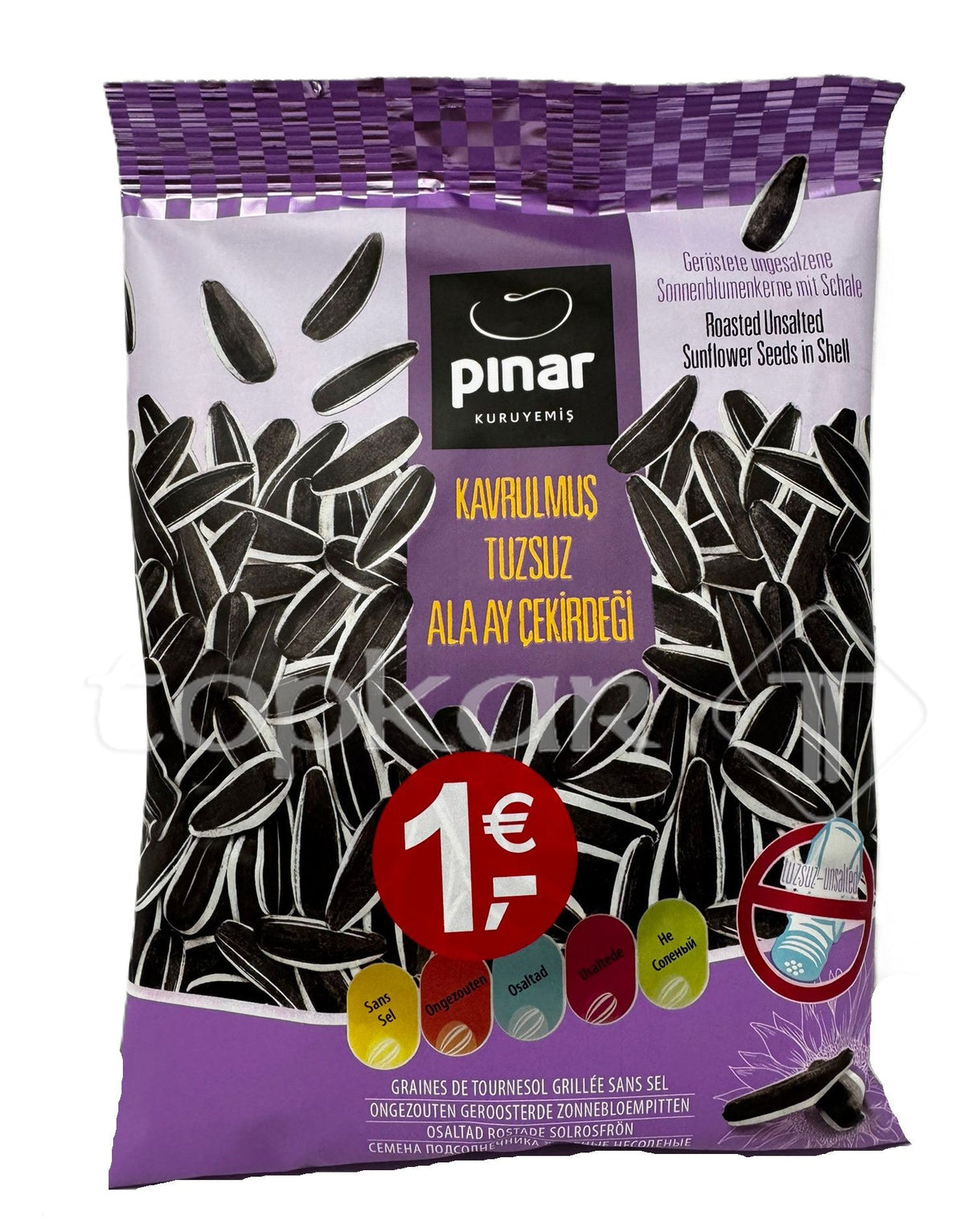Pinar Sonnenblumenkerne ungesalzen geröstet mit Schale als knackiger Snack in praktischer Packung
