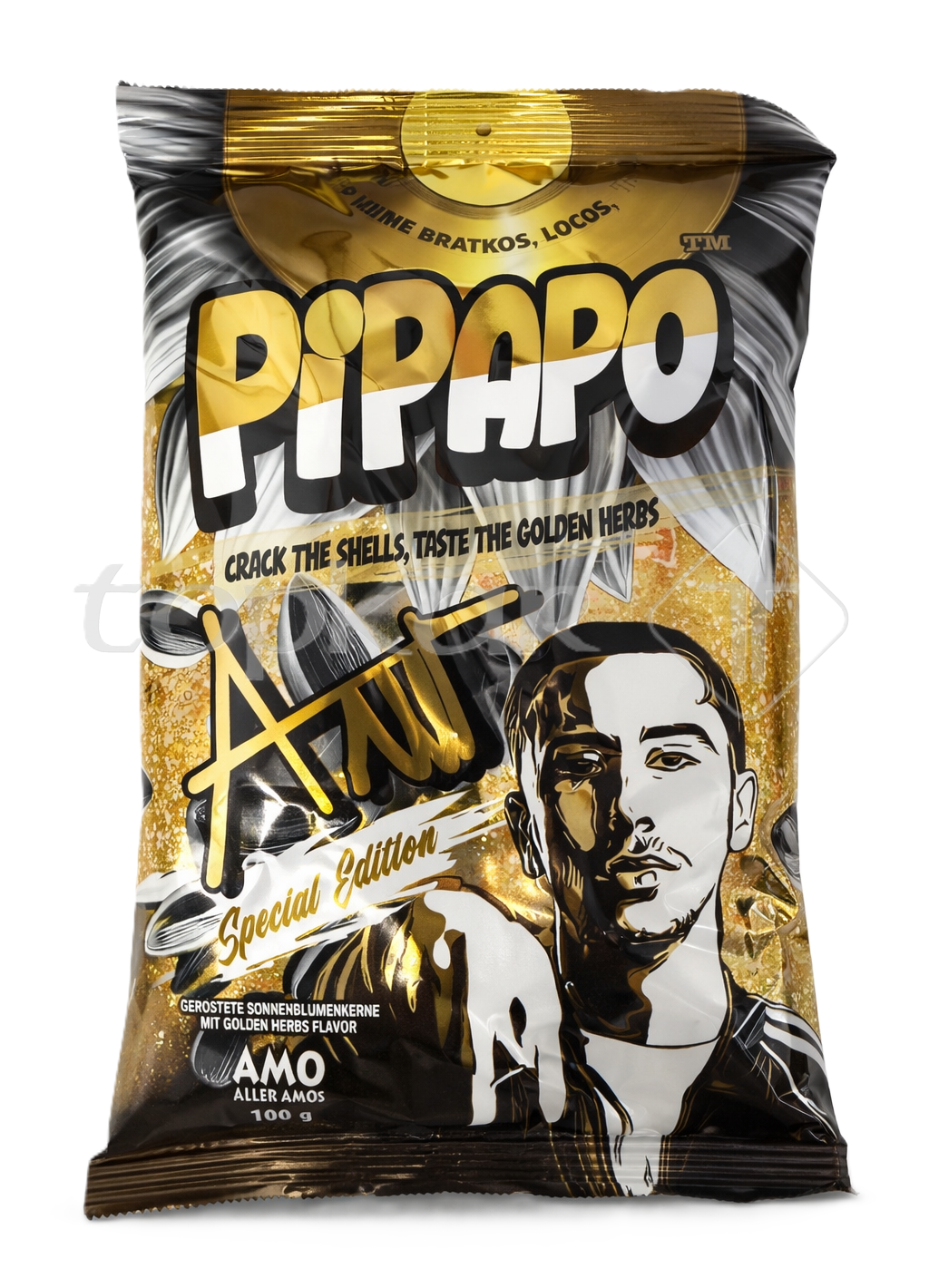 Pipapo Sonnenblumenkerne Golden Special Edition mit gerösteten Kernen und würzigem Golden Herbs Geschmack