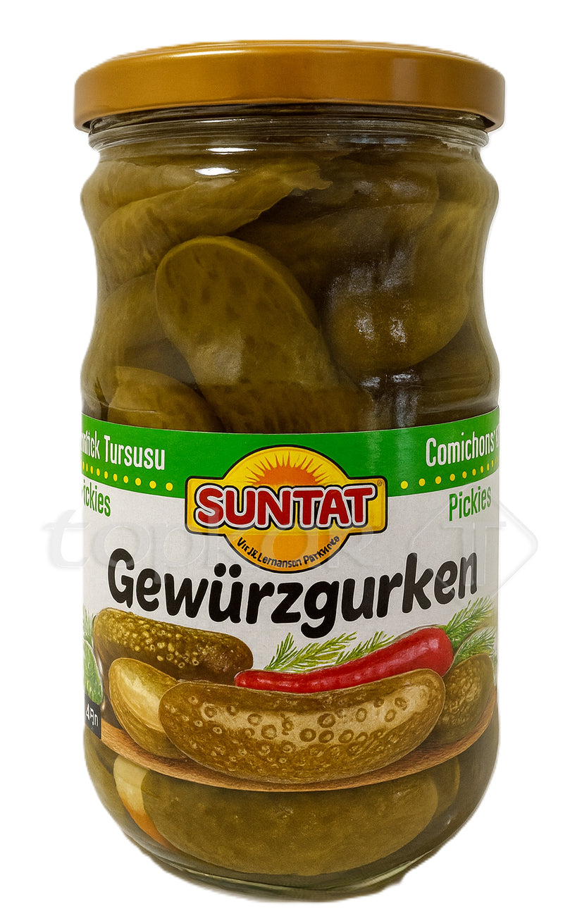 Suntat Gewürzgurken im Glas, aromatisch eingelegte kleine Gurken mit Gewürzen