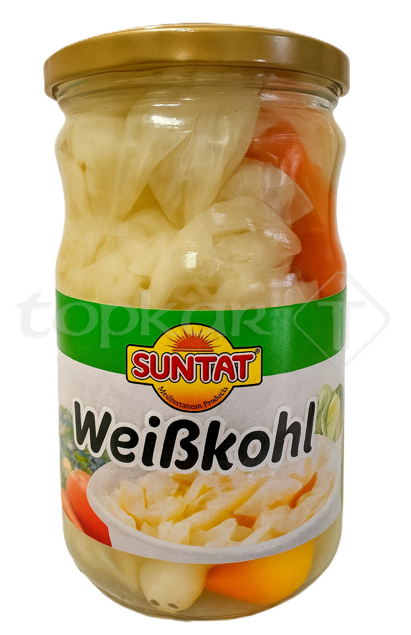 Suntat Weißkohl eingelegter Weißkohl mit Gemüsestückchen im Glas mediterraner Genuss