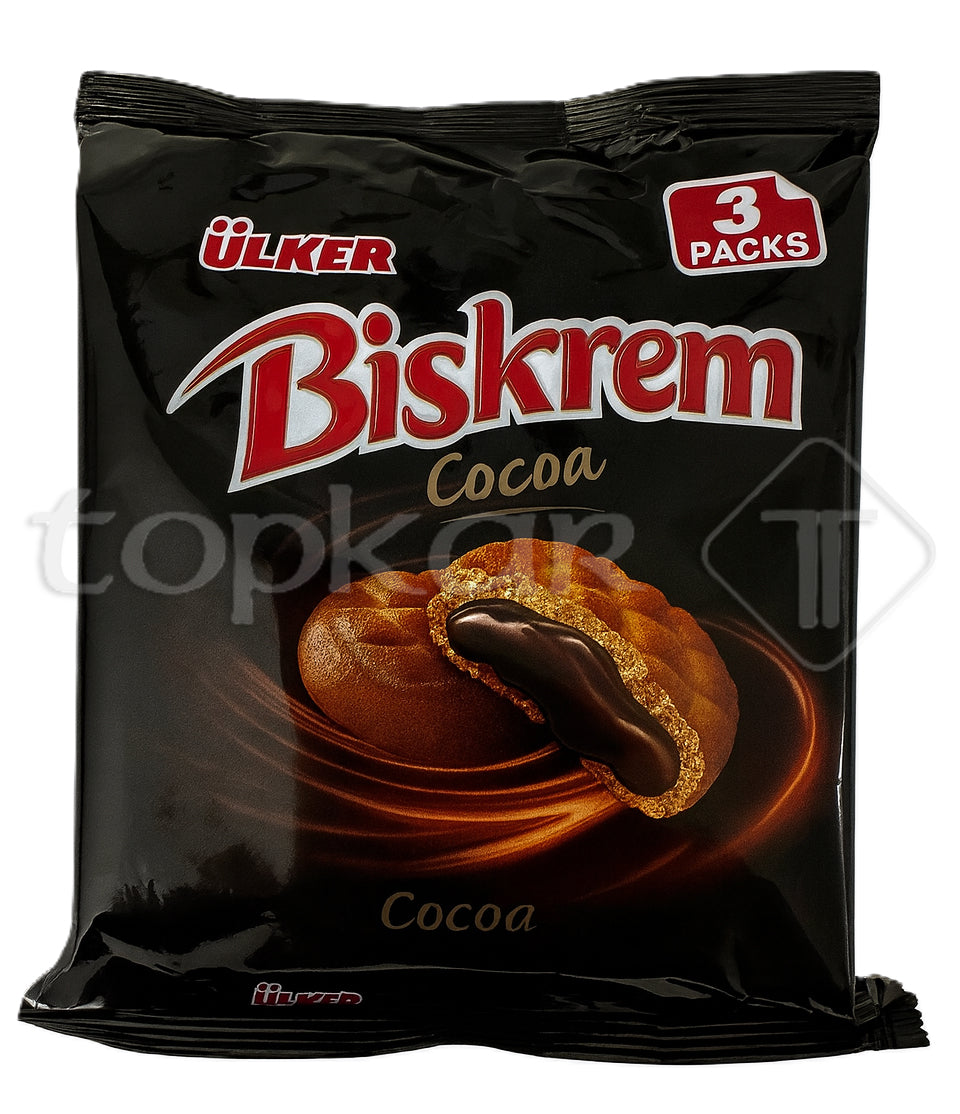 Ülker Biskrem Kakaokekse, dreifache Packung mit weichem Schokoladenkern und knackigem Keksmantel
