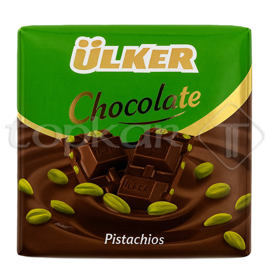 Ülker Schokolade mit Pistazien, Milchschokolade mit ganzen grünen Pistazien, cremig und aromatisch