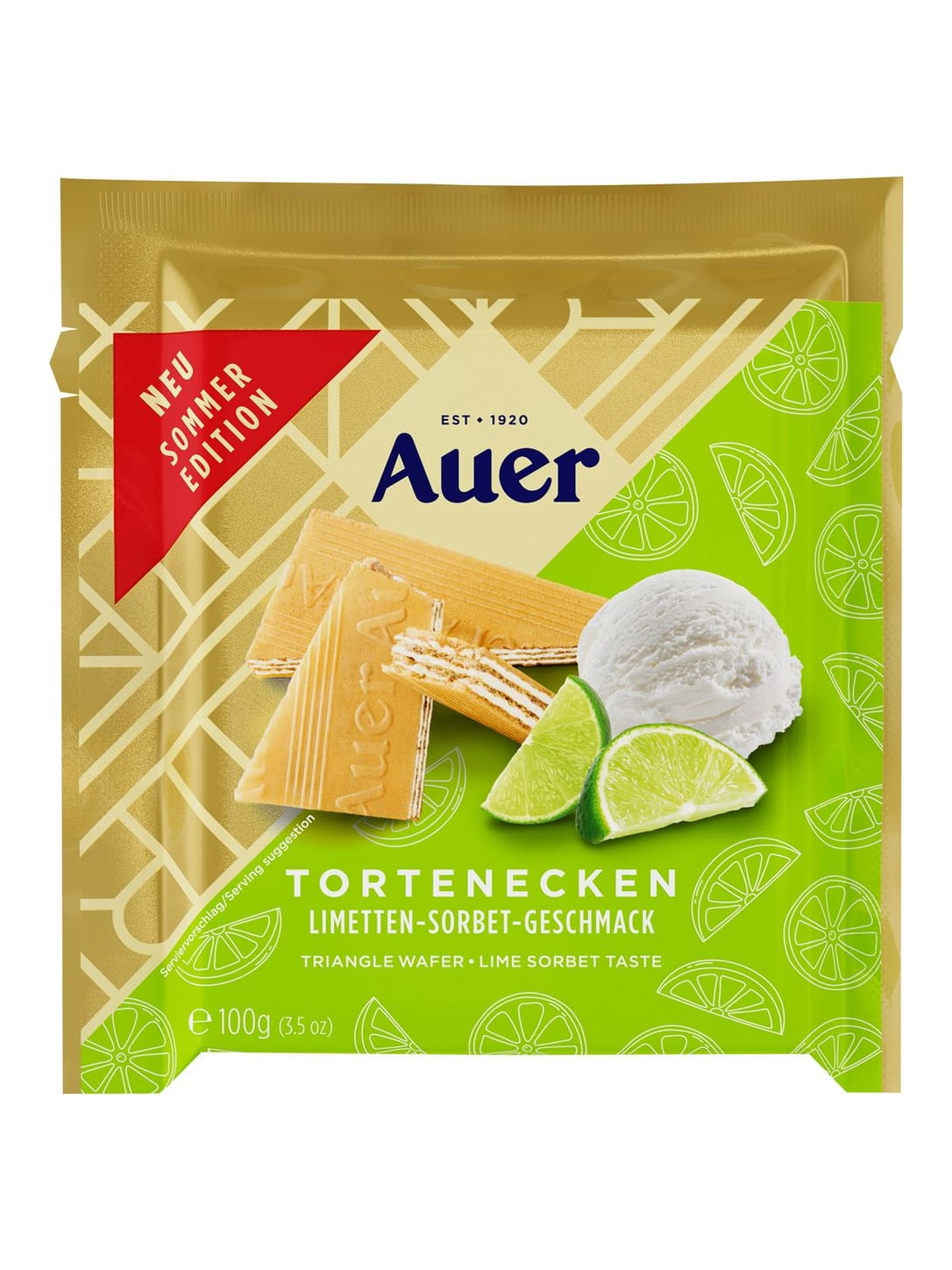 Auer Tortenecken Limette 100g – knusprige Waffeln mit Limettencreme