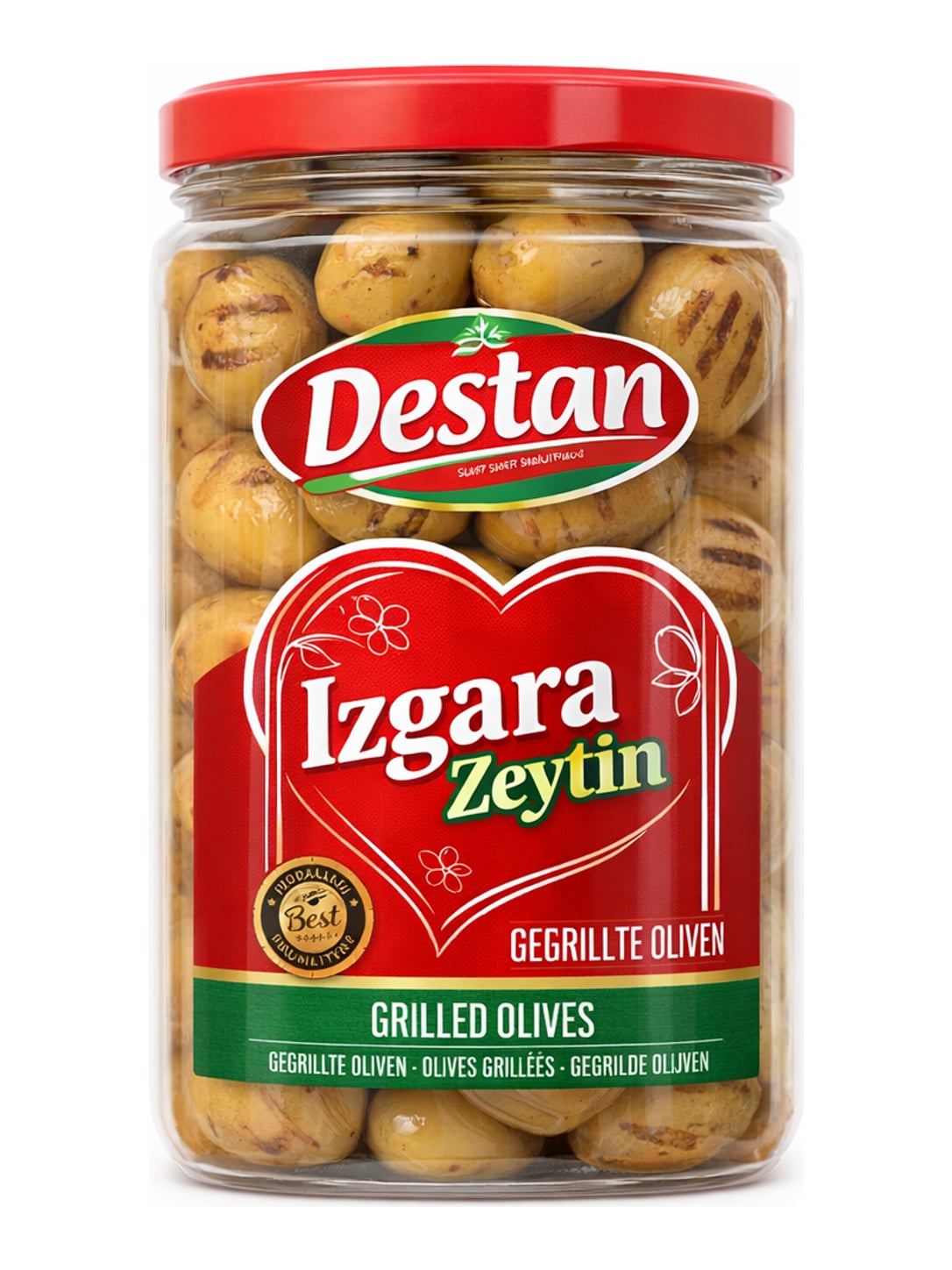 Destan Izgara Zeytin 650g – gegrillte grüne Oliven in Sonnenblumenöl
