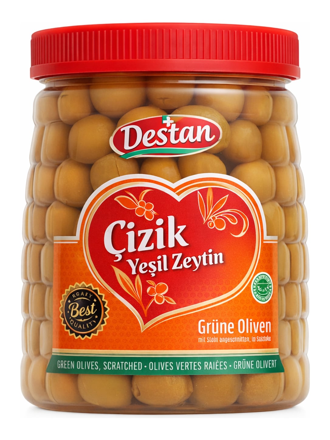 Destan Çizik Yeşil Zeytin 1120g – Grüne Oliven eingelegt mit Stein türkisch