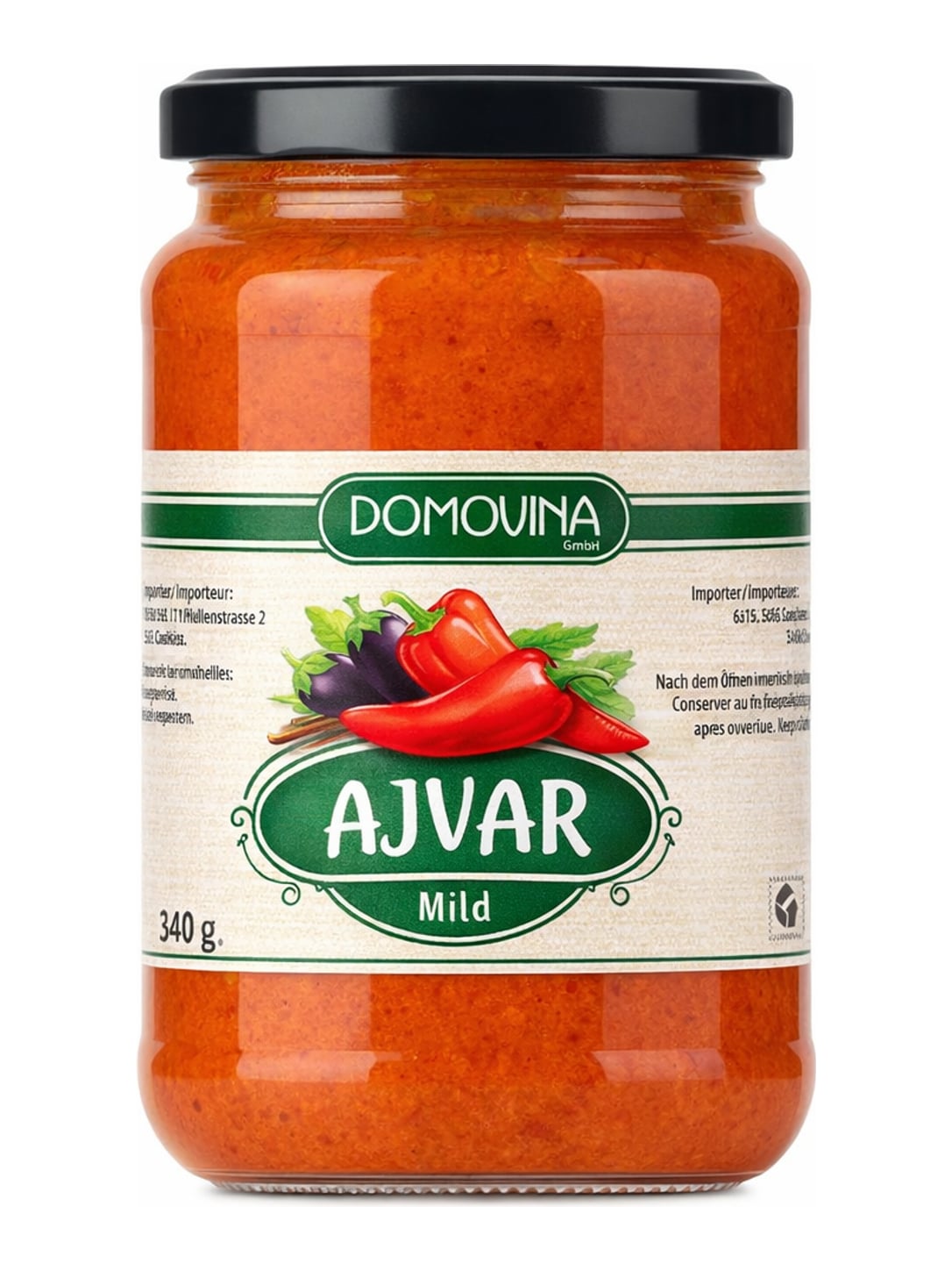 Domovina Ajvar Mild 340g – traditioneller Paprika-Aufstrich vom Balkan