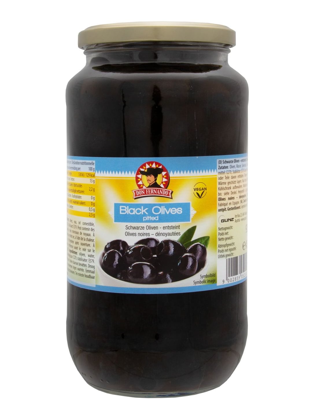 Don Fernando Geschwärzte Oliven entsteint 920g – Siyah Zeytin schwarze Oliven ohne Kern