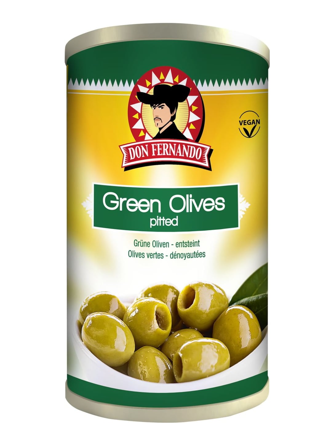 Don Fernando Grüne Oliven entsteint 350g – spanische grüne Oliven ohne Kern