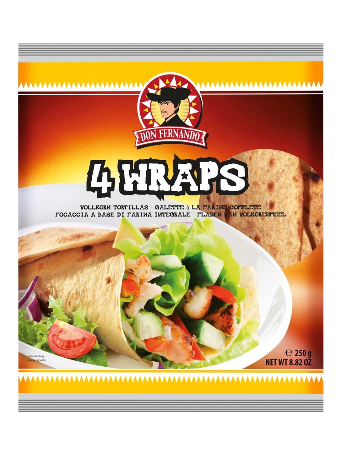 Don Fernando Vollkorn Wraps 250g – Tortillas 4x25cm Vollkorn