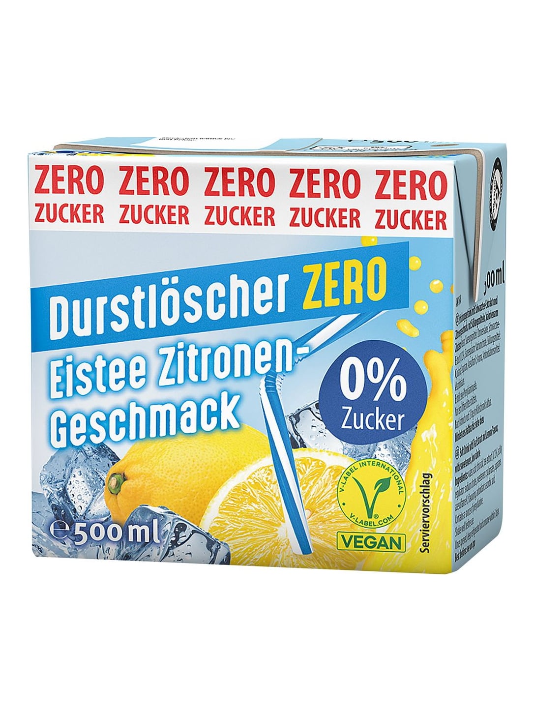Durstlöscher Eistee Zitrone Zero 500ml – zuckerfreier Eistee mit Zitronengeschmack