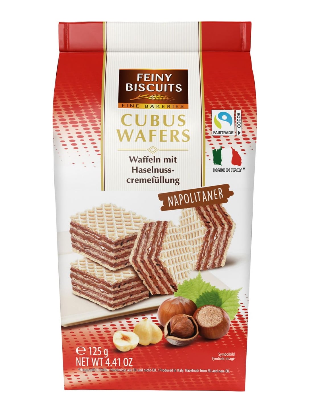 Feiny Biscuits Cubus Wafers Napolitaner 125g – Haselnuss Waffeln