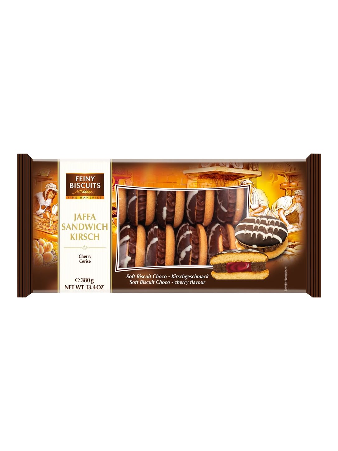 Feiny Biscuits Jaffa Sandwich Schokolade-Kirsch 380g – weiche Jaffa Cakes mit Kirschfüllung