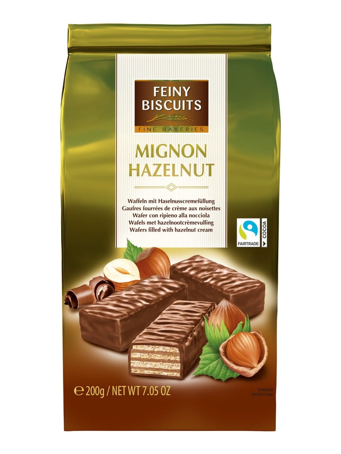 Feiny Biscuits Mignon Waffeln 200g – Haselnusswaffeln mit Kakaoüberzug