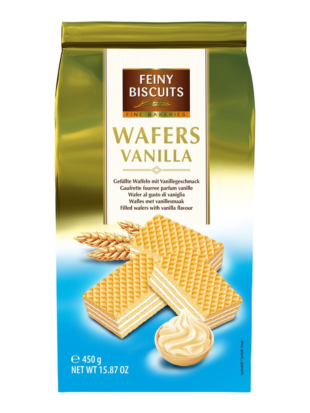 Feiny Biscuits Waffeln mit Vanillecreme 450g – knusprige gefüllte Vanillewaffeln