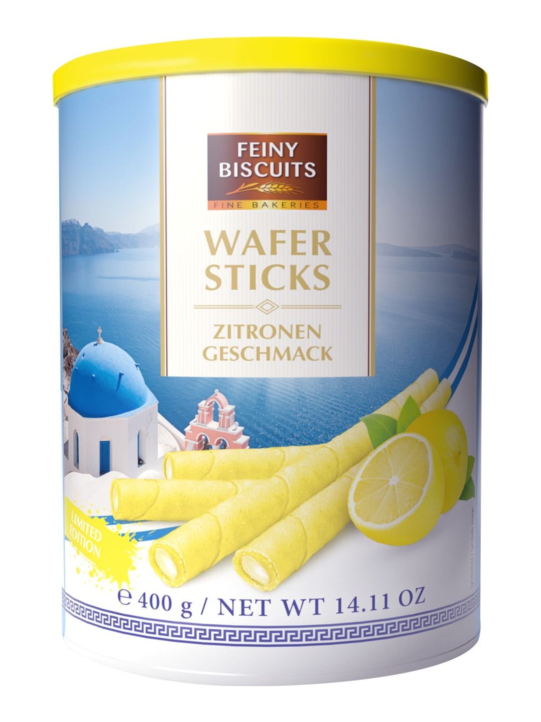 Feiny Biscuits Waffelröllchen mit Zitronencreme 400g – Zitronen Wafer Sticks