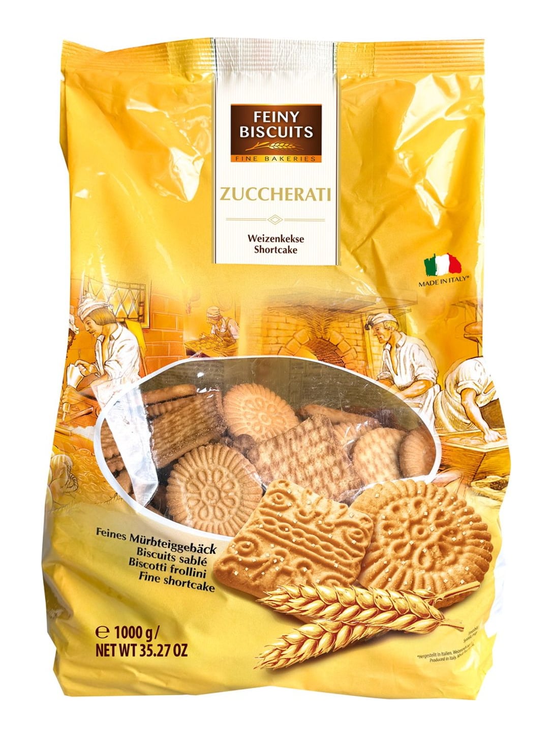 Feiny Biscuits Zuccherati 1000g – italienisches Mürbteiggebäck mit grobkörnigem Zucker
