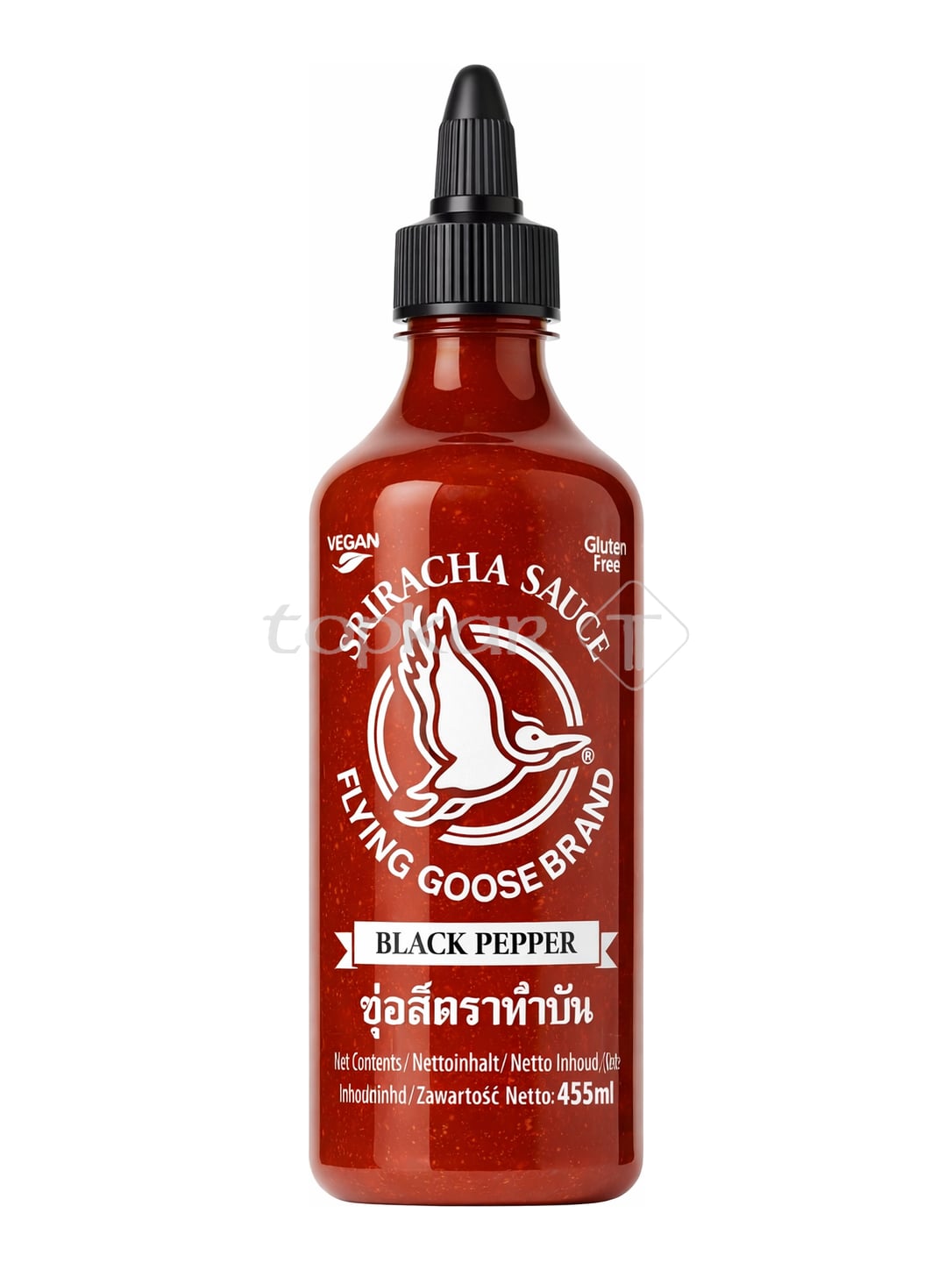 Flying Goose Sriracha Sauce Black Pepper 455 ml – scharfe Chilisauce mit schwarzem Pfeffer