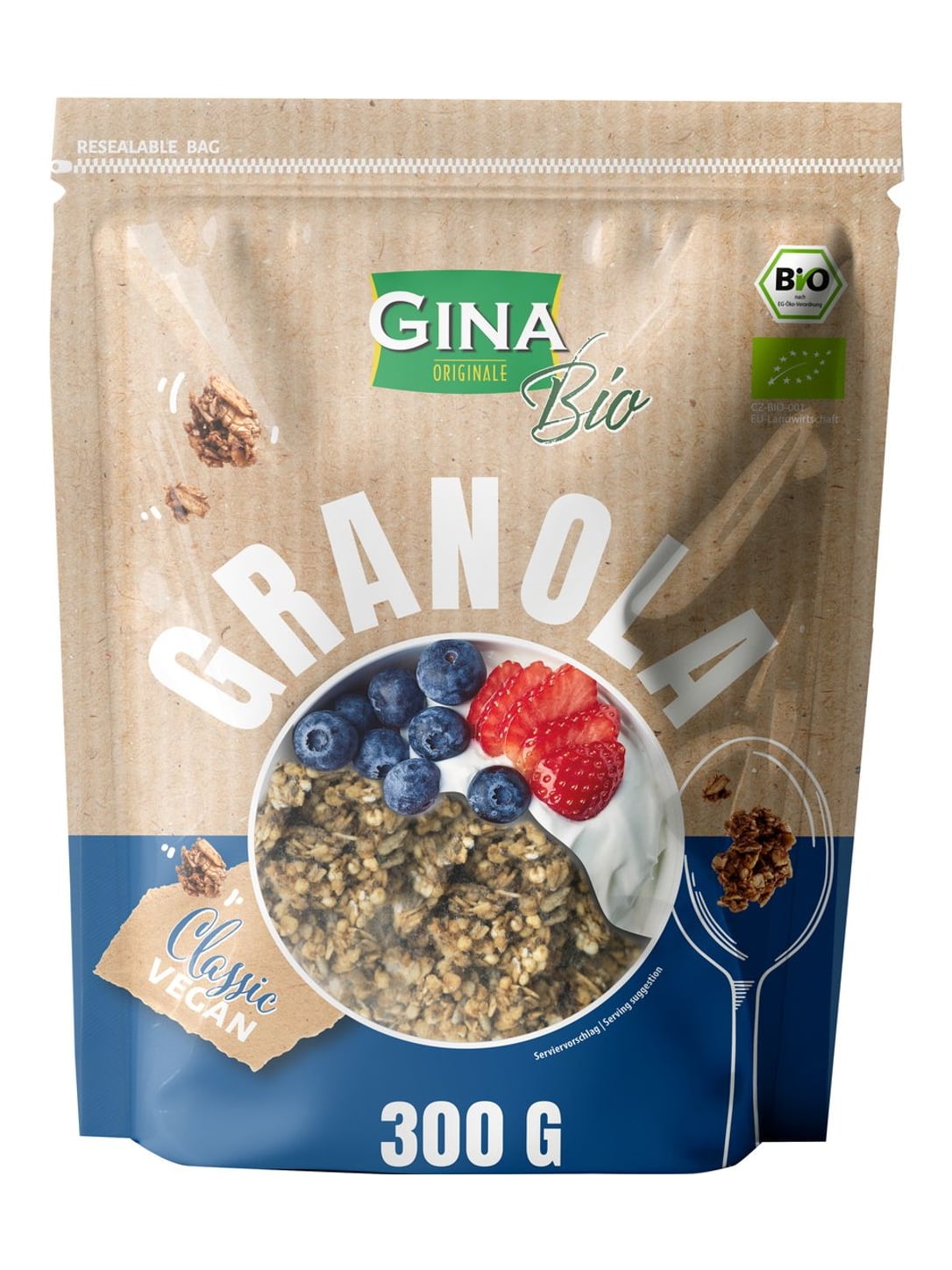 Gina Bio Müsli Granola Classic 300g – Knuspermüsli mit Hafer Chia Quinoa