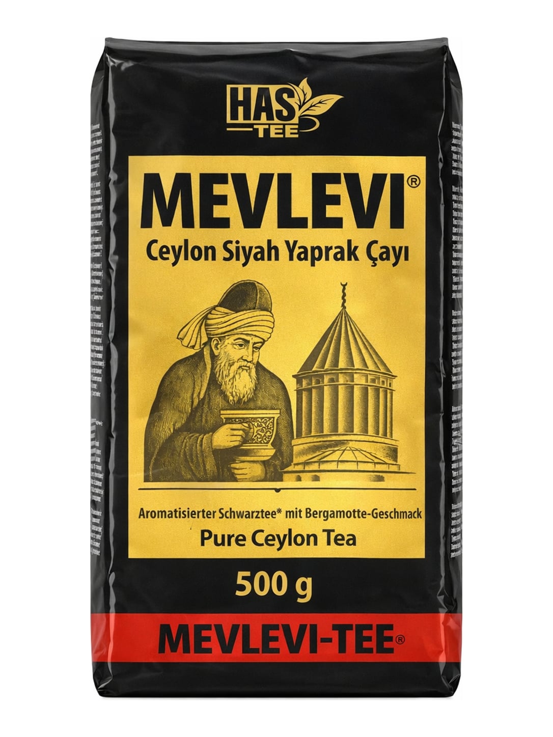 Has Tee Mevlevi Ceylon Siyah Yaprak Çayı 500g – Schwarztee mit Bergamotte-Aroma aus Sri Lanka