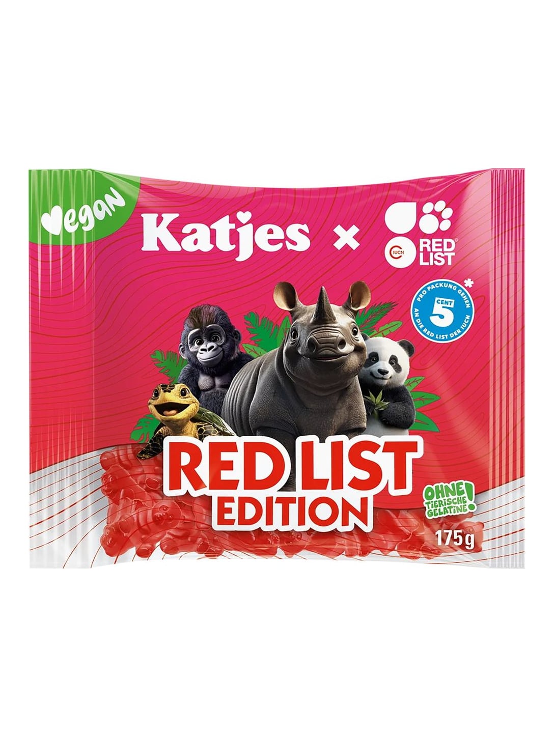 Katjes Fruchtgummi Red List Edition 175g – veganes rotes Fruchtgummi