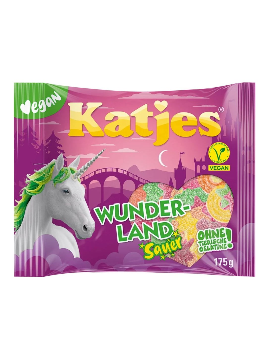 Katjes Fruchtgummi Wunderland sauer 175g – veganes saures Fruchtgummi ohne Gelatine