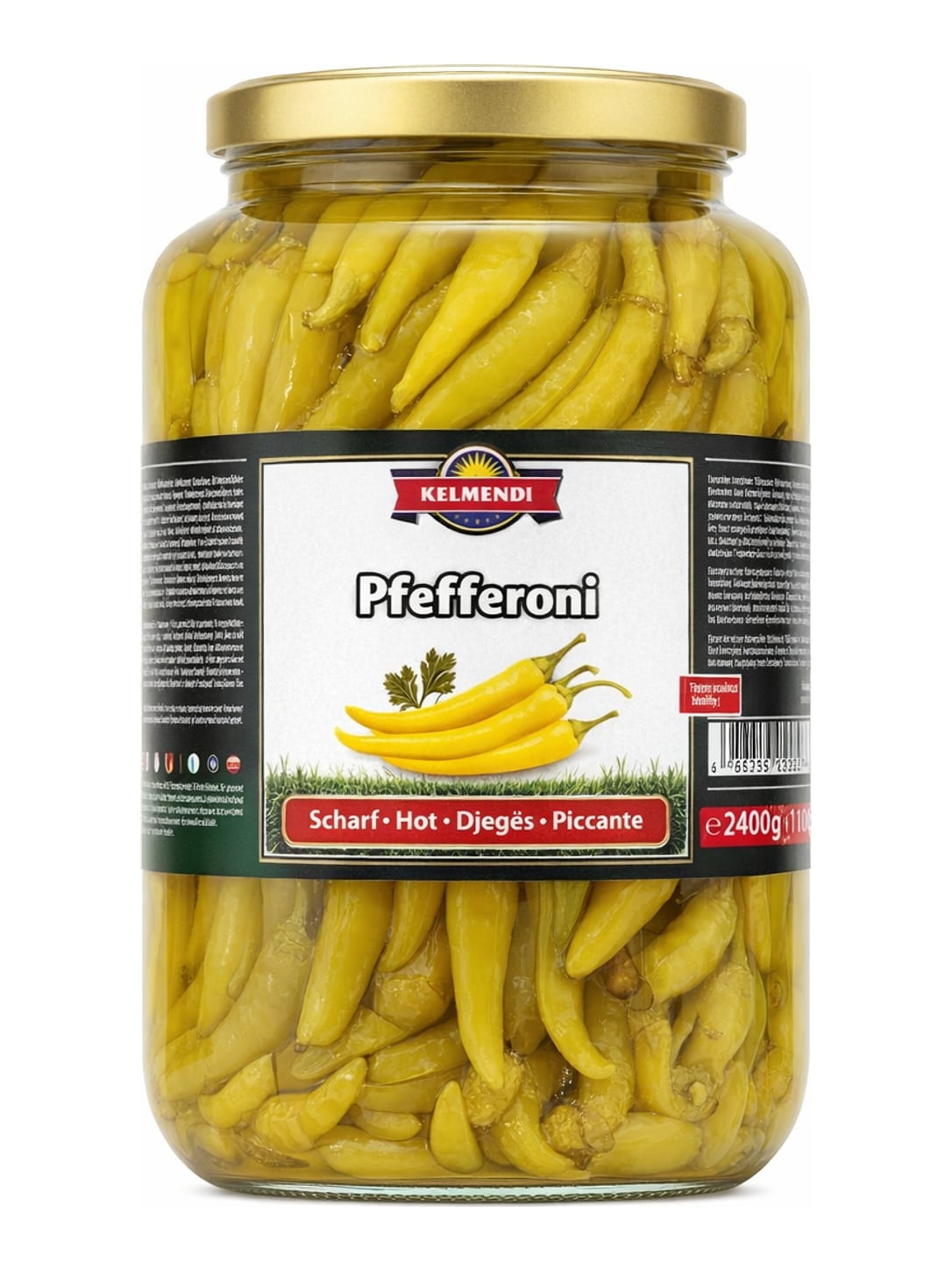 Kelmendi Pfefferoni Scharf 2400g – Djegës eingelegte scharfe Pfefferoni Großglas