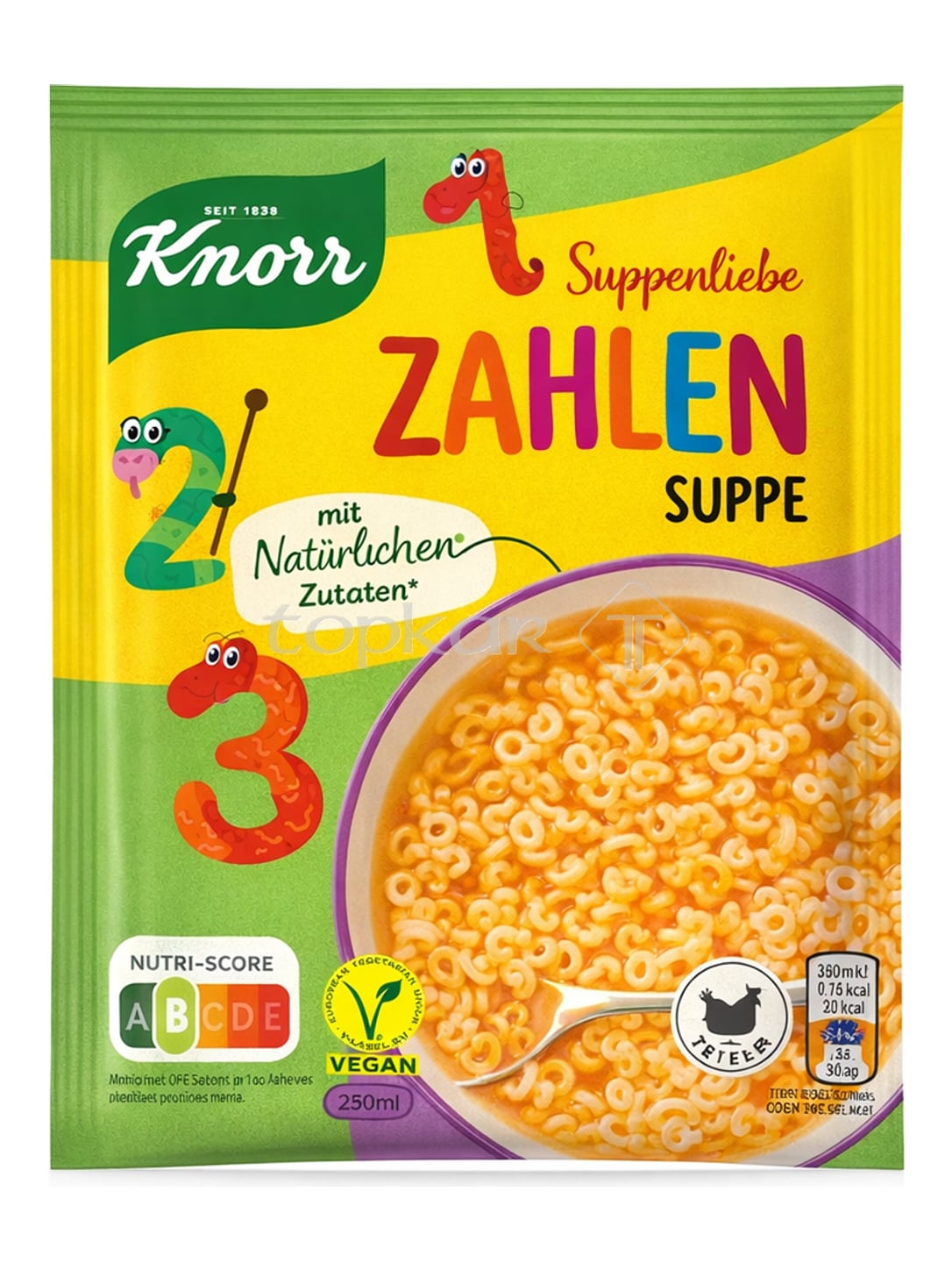 Knorr Suppenliebe Zahlensuppe 1 L – vegane Nudelsuppe mit Zahlen-Nudeln