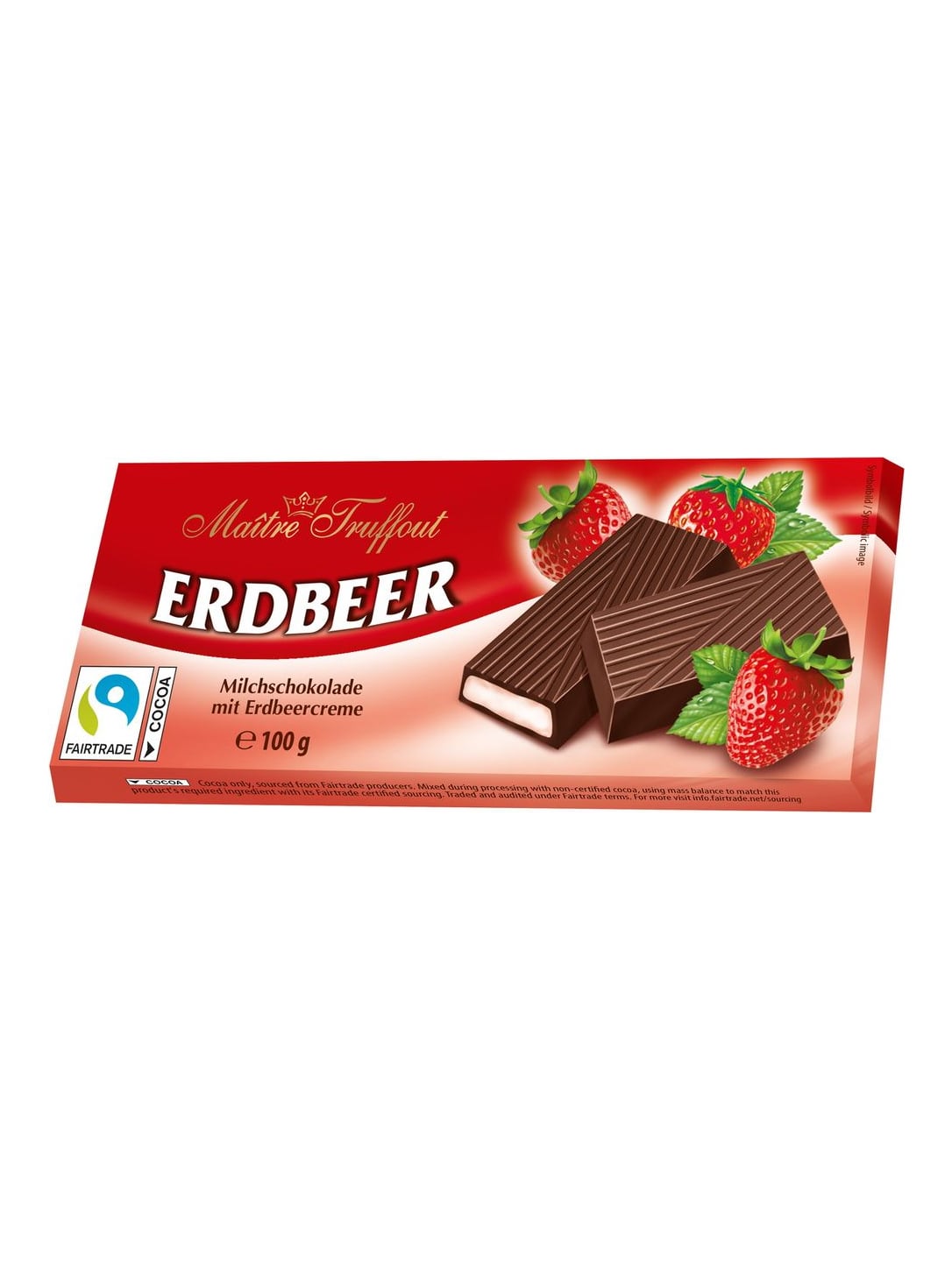 Maître Truffout Cremeschokolade Erdbeer 100g – Erdbeerschokolade zartschmelzend
