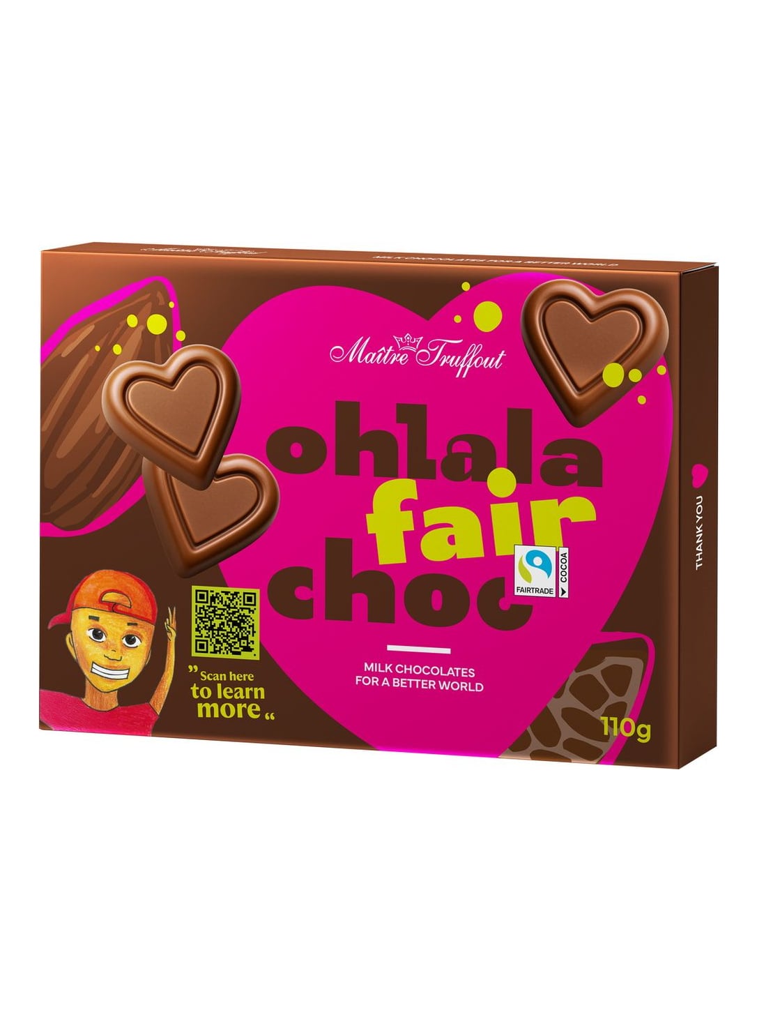 Maître Truffout Ohlala Herzpralinen 110g – Milchschokolade mit Haselnusscremefüllung
