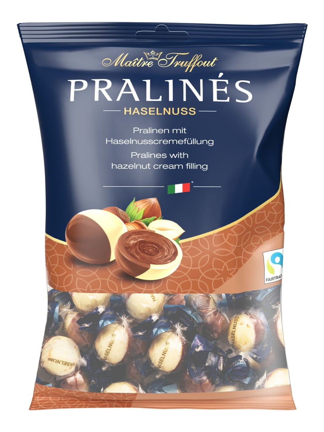 Maître Truffout Pralinen Duo 125g – Haselnusscremefüllung Milch- und weiße Schokolade