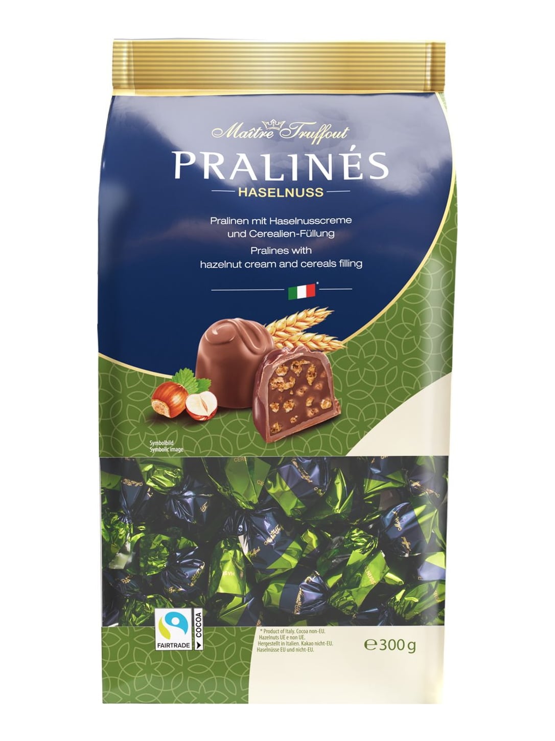 Maître Truffout Pralinen Milchschokolade Haselnuss & Cerealien 300g – Haselnuss Pralinen mit Cerealien