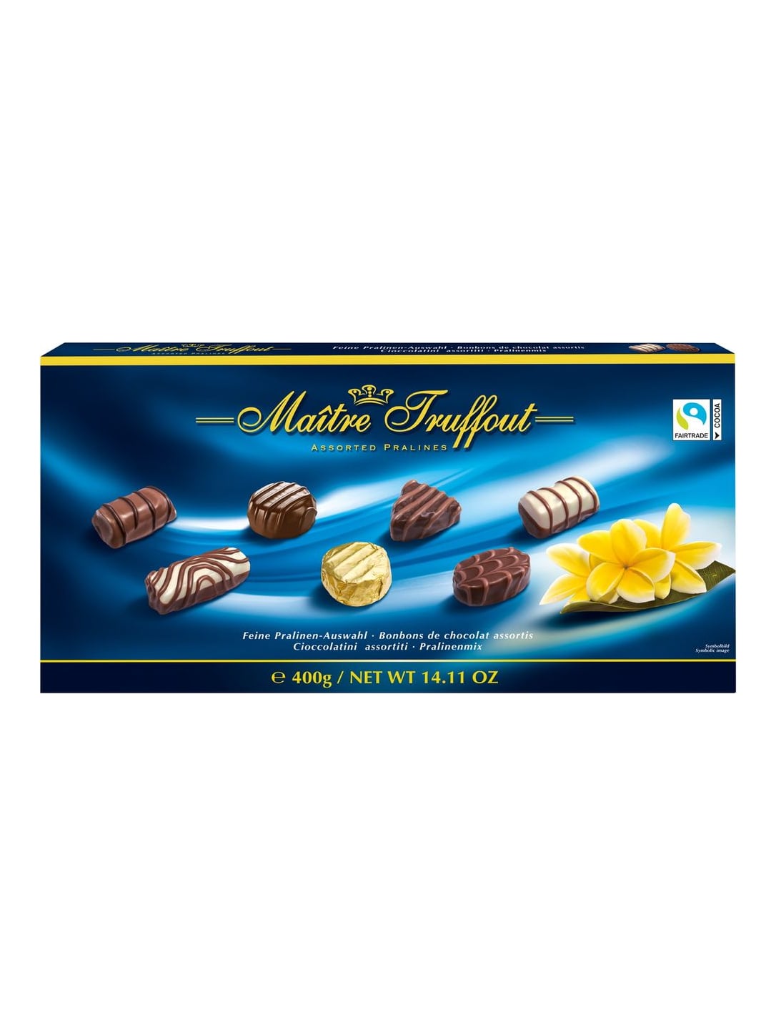 Maître Truffout Pralinenmischung Blau 400g – feine Pralinen-Auswahl mit Kaffee und Haselnuss
