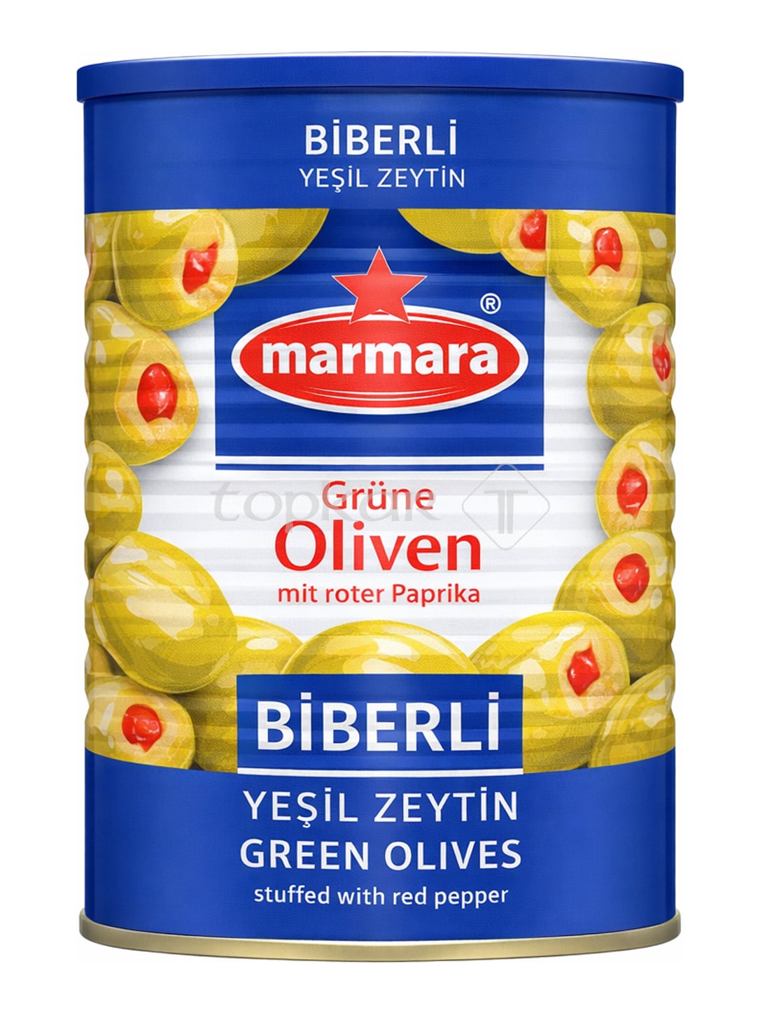 Marmara Grüne Oliven gefüllt mit roter Paprika 800g – Biberli Yeşil Zeytin türkische gefüllte Oliven