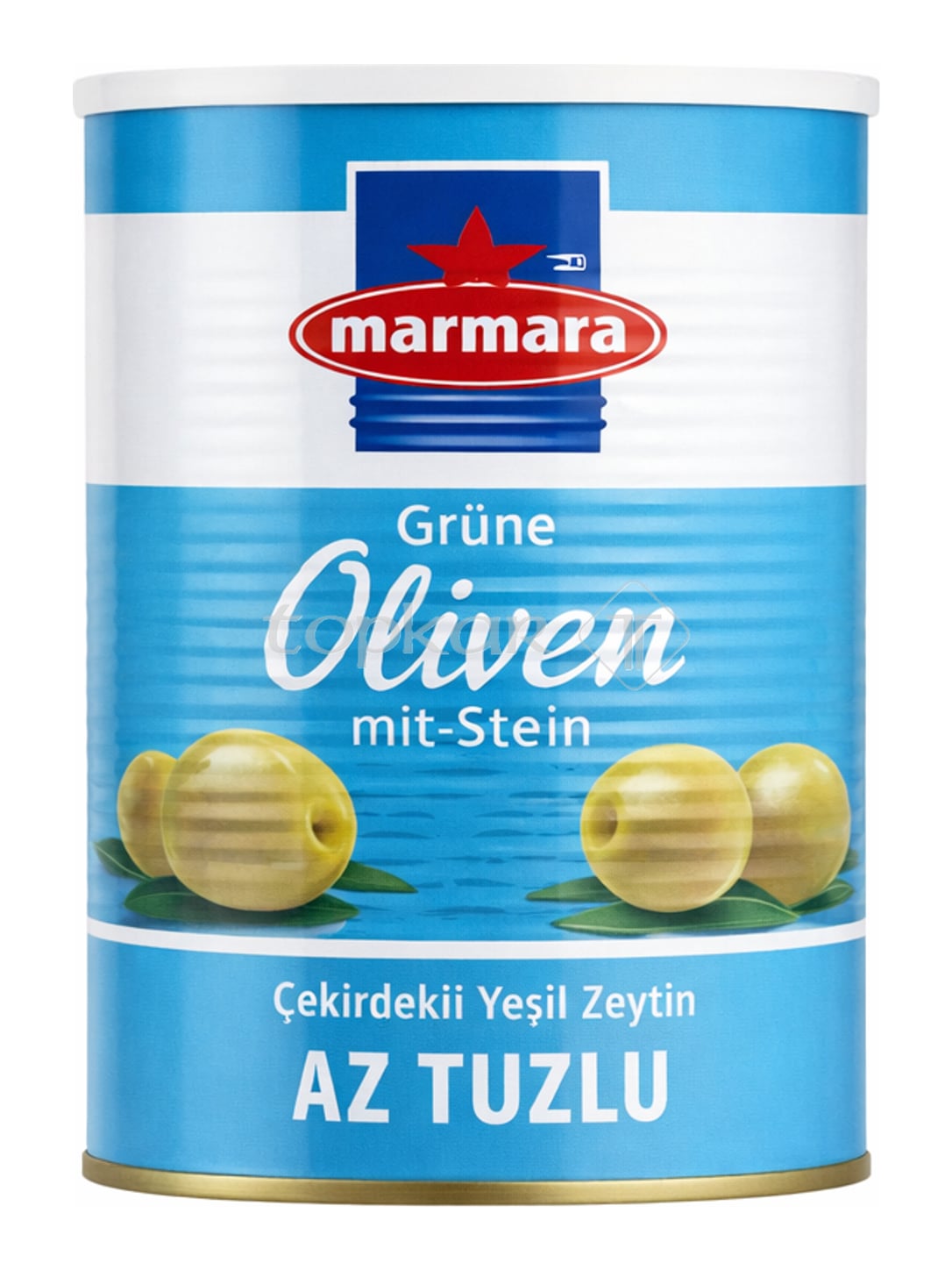 Marmara Grüne Oliven mit Stein 800g – Çekirdekli Yeşil Zeytin Az Tuzlu