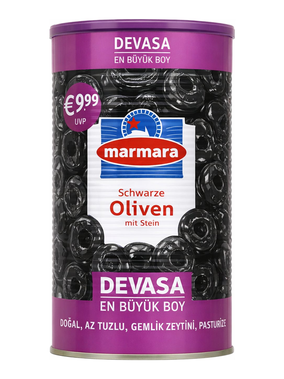 Marmara Schwarze Oliven mit Stein Devasa 1300g – Gemlik Siyah Zeytin En Büyük Boy