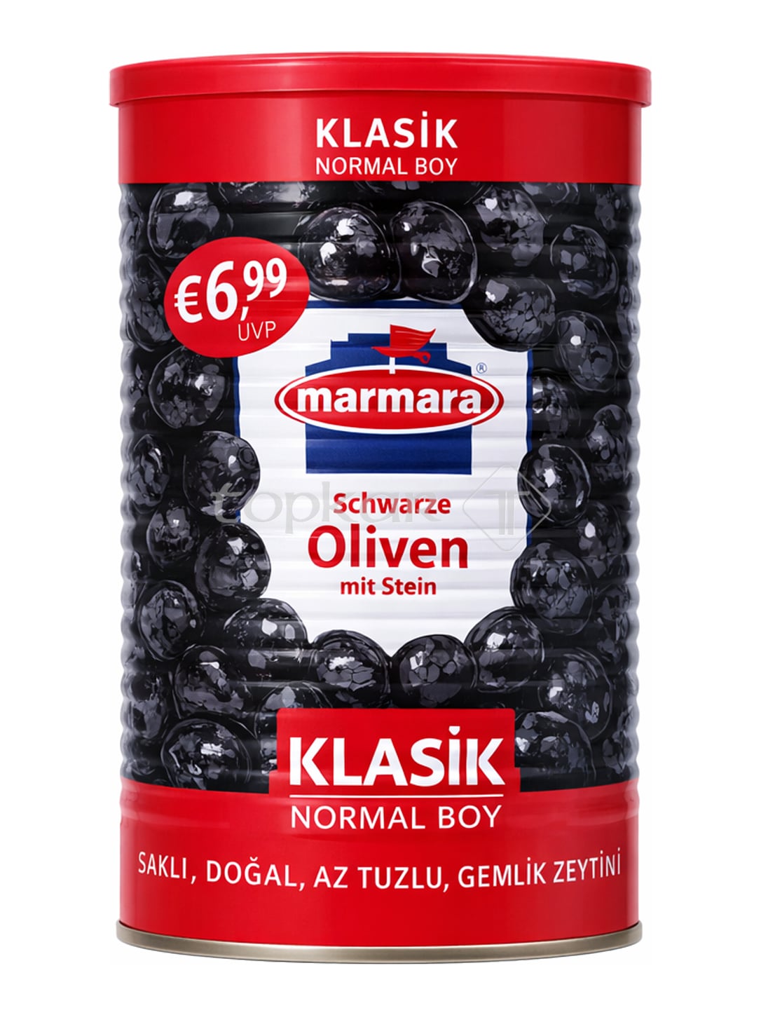 Marmara Schwarze Oliven mit Stein 1300g – Çekirdekli Siyah Zeytin Klasik Normal Boy