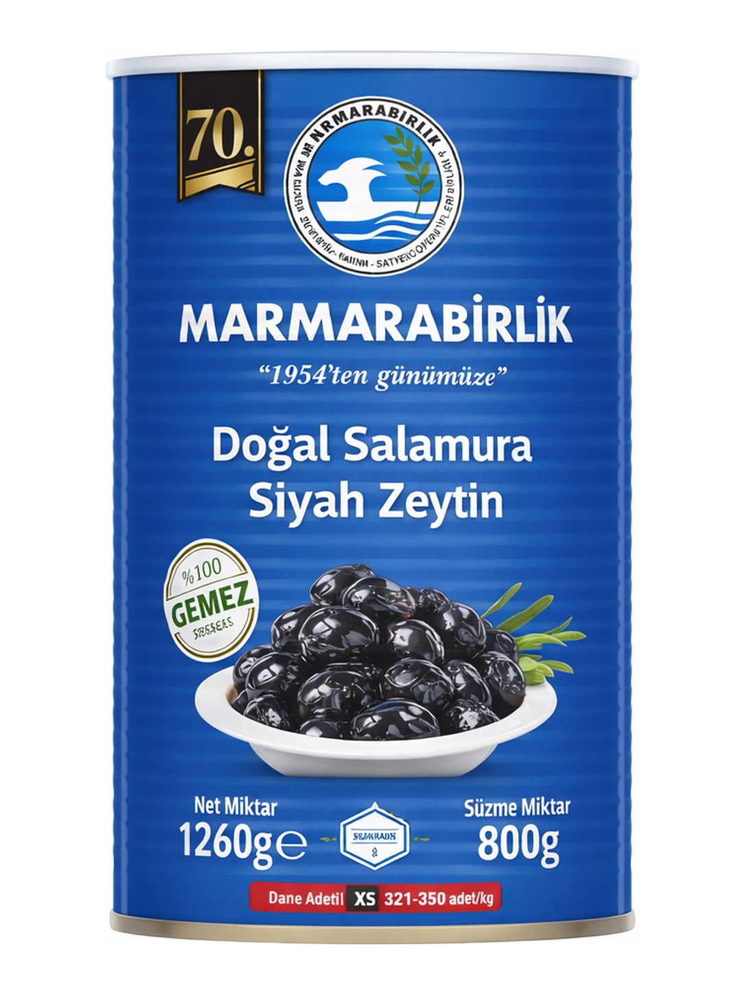 Marmarabirlik Doğal Salamura Siyah Zeytin 1260g – natürlich eingelegte schwarze Oliven aus der Türkei