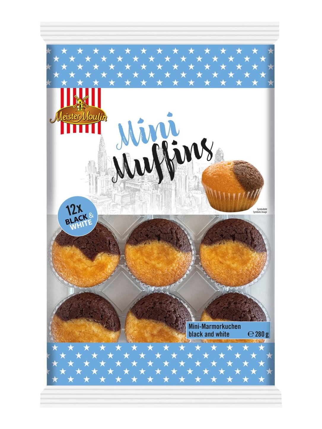 Meister Moulin Mini Muffins Black & White 280g – marmorierte Mini-Marmorkuchen
