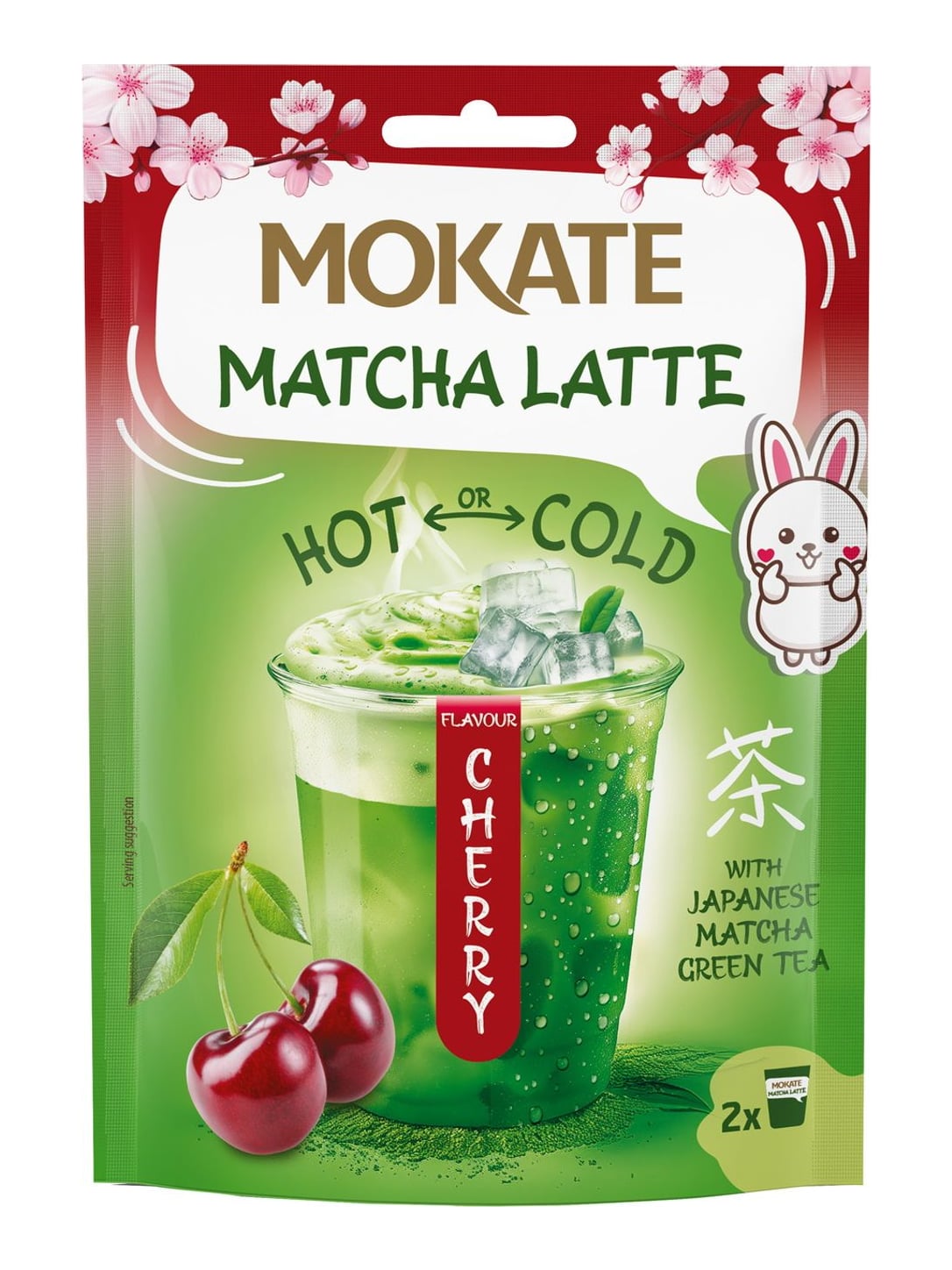 Mokate Matcha Latte Cherry 40g – Matcha Grüntee Instant Getränkepulver Kirsche