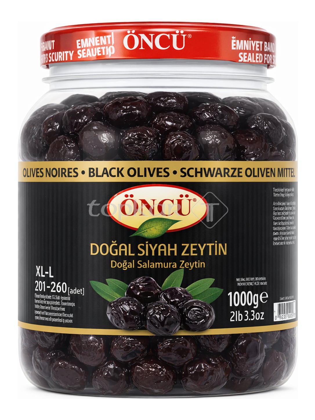 Öncü Schwarze Oliven mit Stein in Salzlake 1000g – Doğal Siyah Zeytin Salamura XL-L