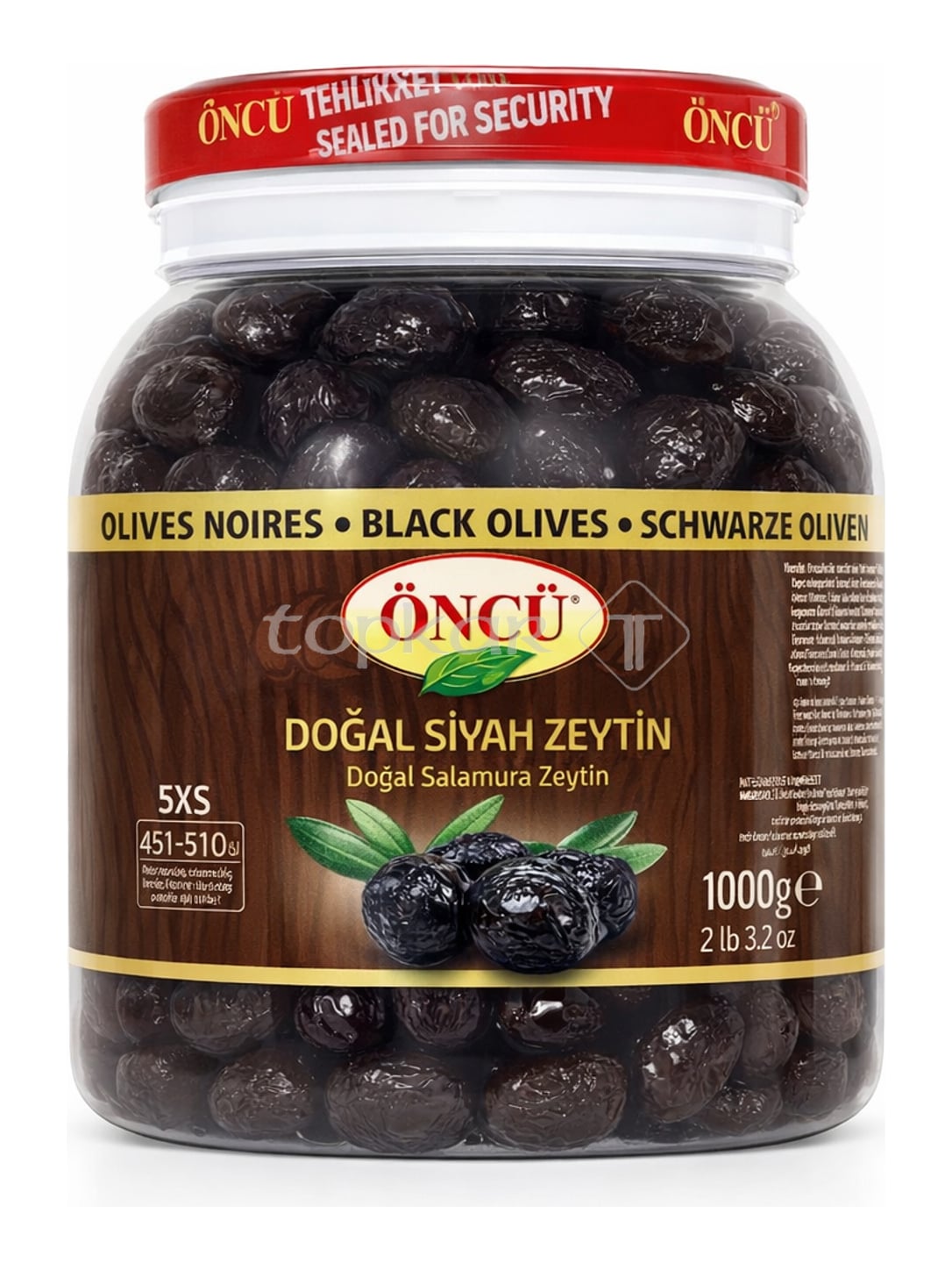 Öncü Doğal Siyah Zeytin 1000g – Schwarze Oliven in Salzlake Kalibrierung 5XS