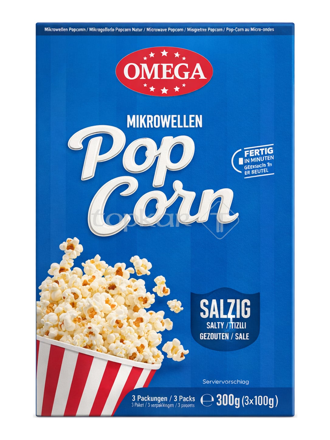 Omega Mikrowellen Popcorn Salzig 300g – salziges Popcorn für die Mikrowelle